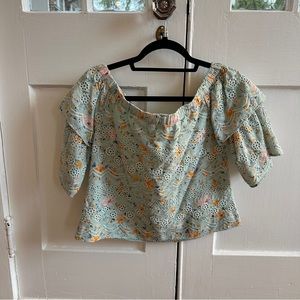 Anthropologie Off-the-shoulder Embroidered Top